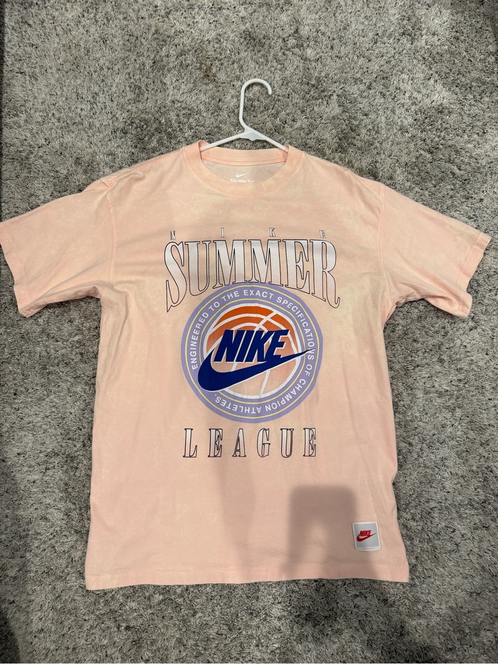 Nike Summer League Graphic Tee - Light Pink with Blue & Orange Logo